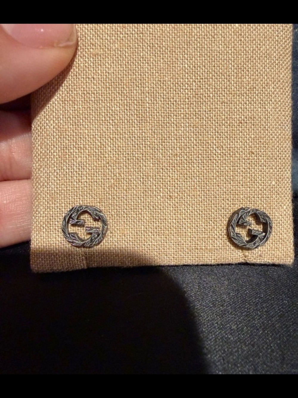 Authentic...Gucci Silver Interlocking G Leaf Motif Stud Earrings